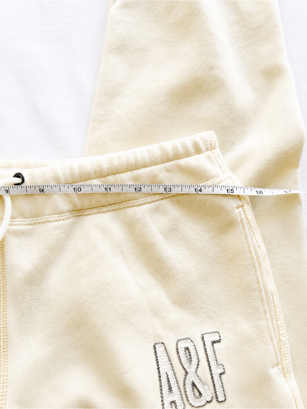 2000s Abercrombie & Fitch Cream Jogger Sweatpants Size M A&F Logo Y2K - Picture 3 of 6